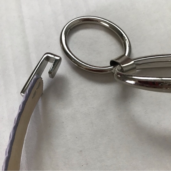 ELLEN TRACY Leather Belt Lavender Silver Ovals Buckle One Size Fits Most 27-43” - Picture 4 of 11